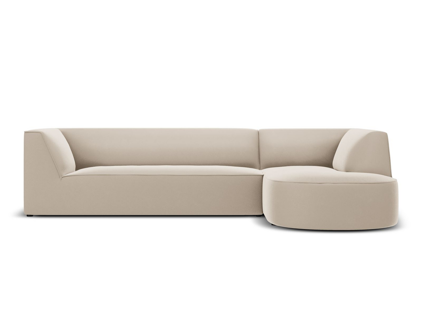 Cosmopolitan Design oikeakätinen samettimoduulikulmasohva, "Siena", 4-istuttava, 273 × 180 × 69 cm, Salvador, mustat muovijalat, Variant RRC_M_44
