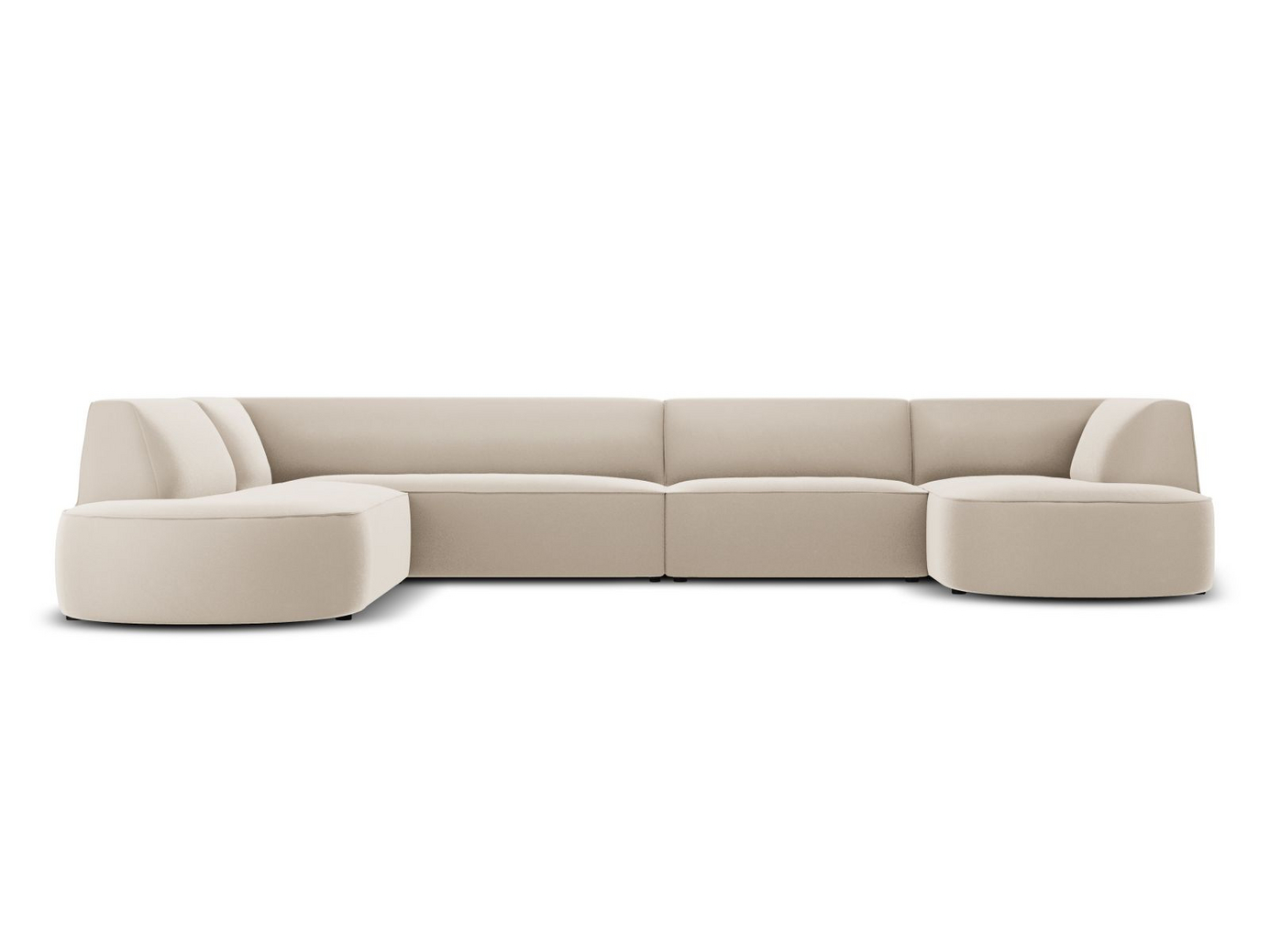 Cosmopolitan Design vasenkätinen samettipanoraamakulmasohva, "Siena", 7-istuttava, 366 × 273 × 69 cm, Salvador, mustat muovijalat, Variant RUL_44