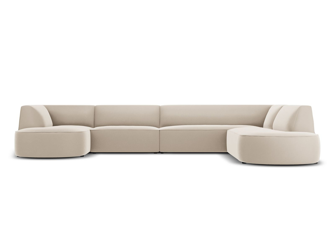 Cosmopolitan Design oikeakätinen samettipanoraamakulmasohva, "Siena", 7-istuttava, 366 × 273 × 69 cm, Salvador, mustat muovijalat, Variant RUR_44