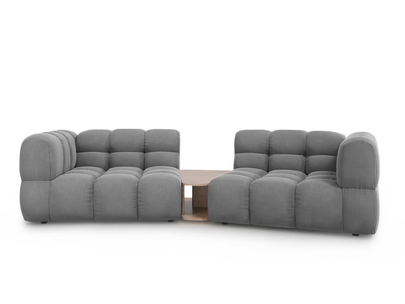 Cosmopolitan Design samettimoduulisohva, "Sky", 2-istuttava, 280 × 148 × 70 cm, Casino, mustat muovijalat