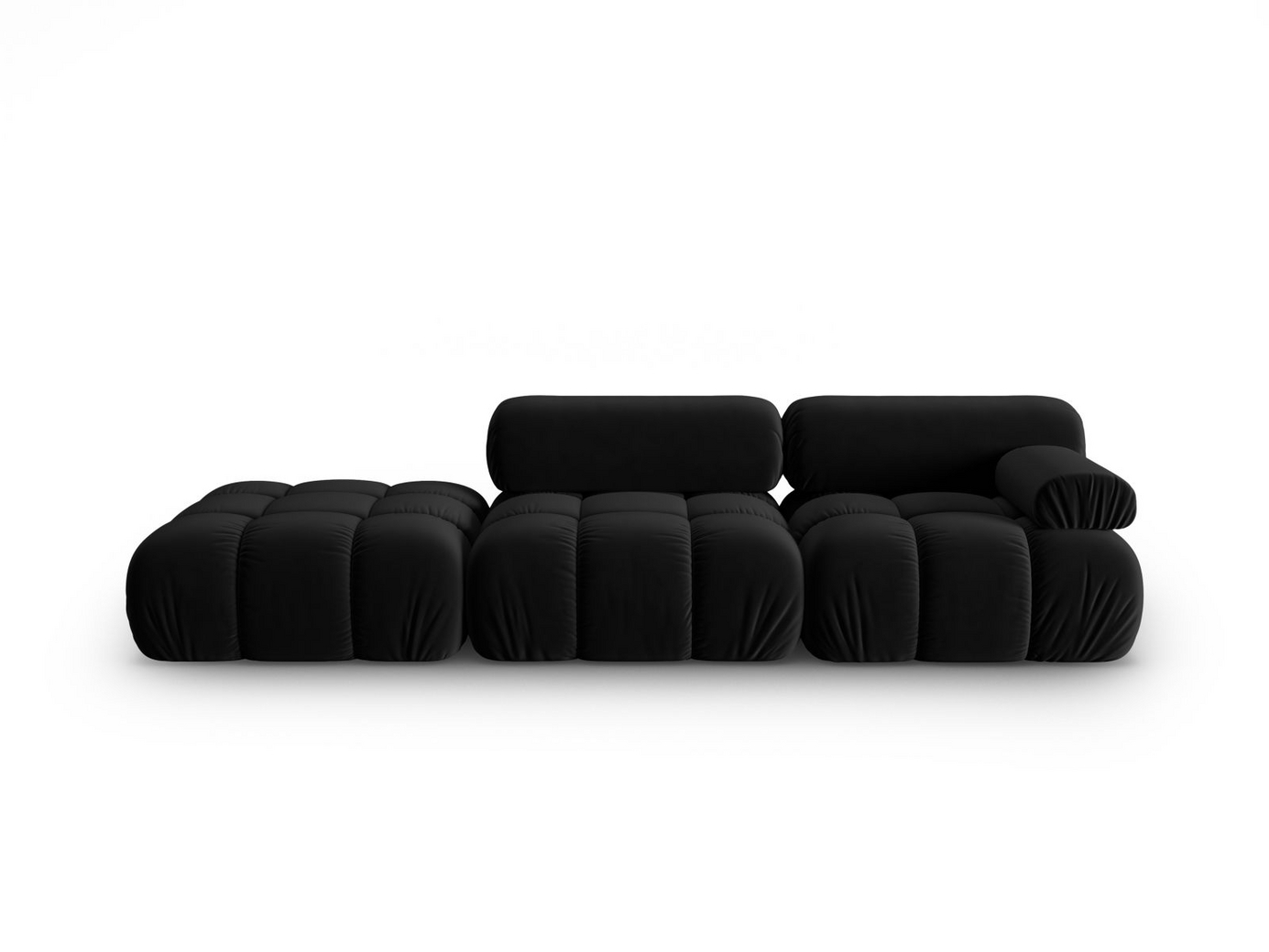 Cosmopolitan Design vasenkätinen samettimoduulisohva, "Cortina", 4-istuttava, 282 × 94 × 70 cm, Bluvel, mustat muovijalat