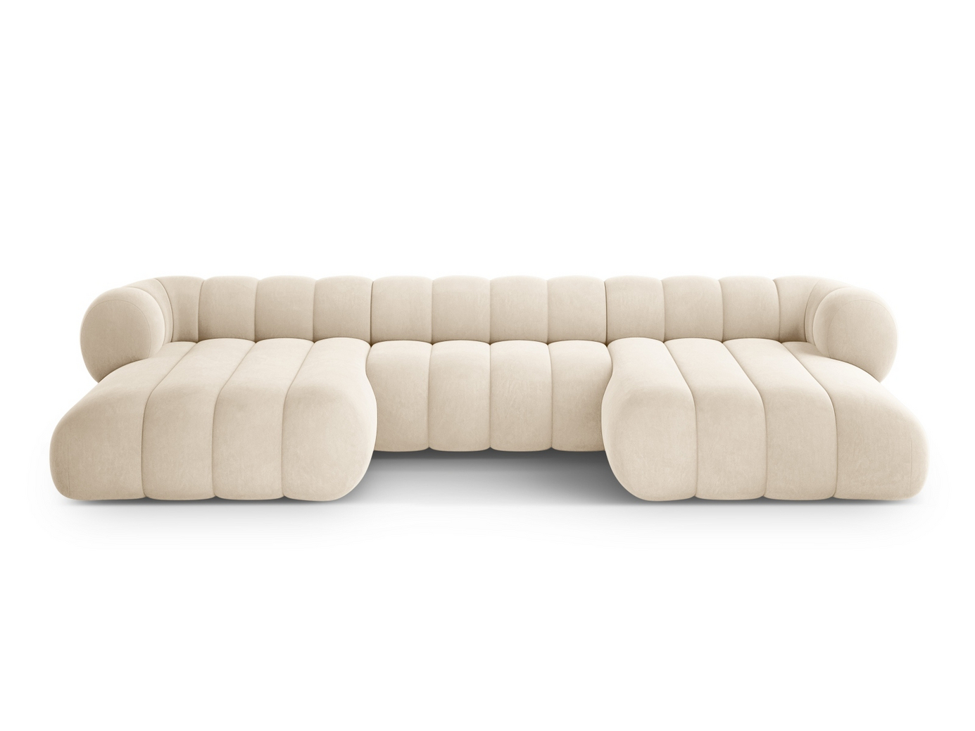Cosmopolitan Design samettipanoraamasohva, "Koge", 6-istuttava, 348 × 165 × 70 cm, Vogue, mustat muovijalat