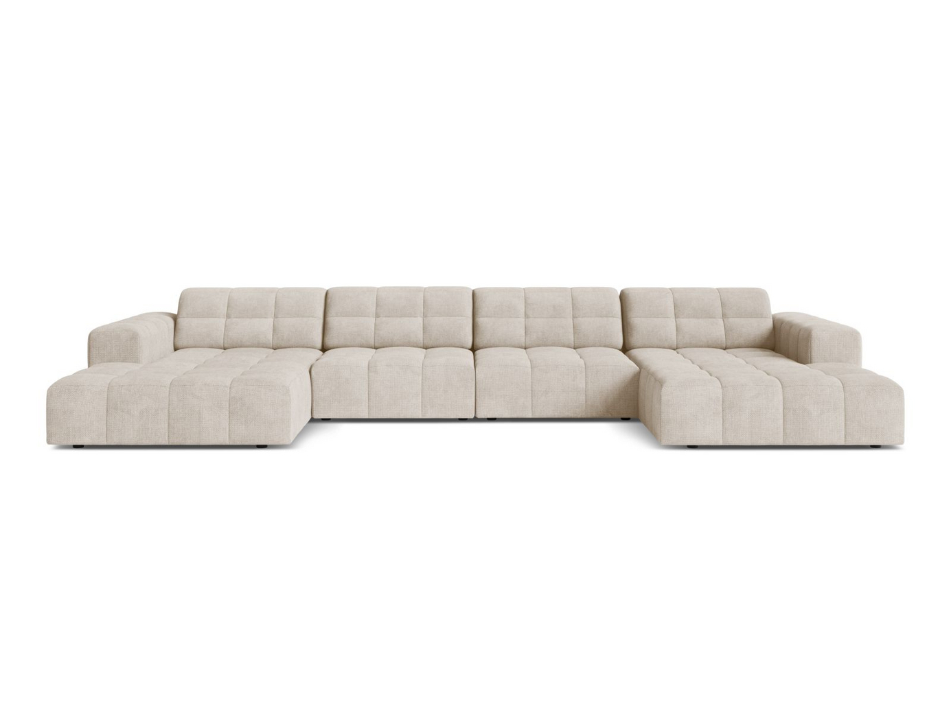 Cosmopolitan Design panoraamasohva, "Chicago", 6-istuttava, 375 × 167 × 78 cm, Eden 10, mustat muovijalat