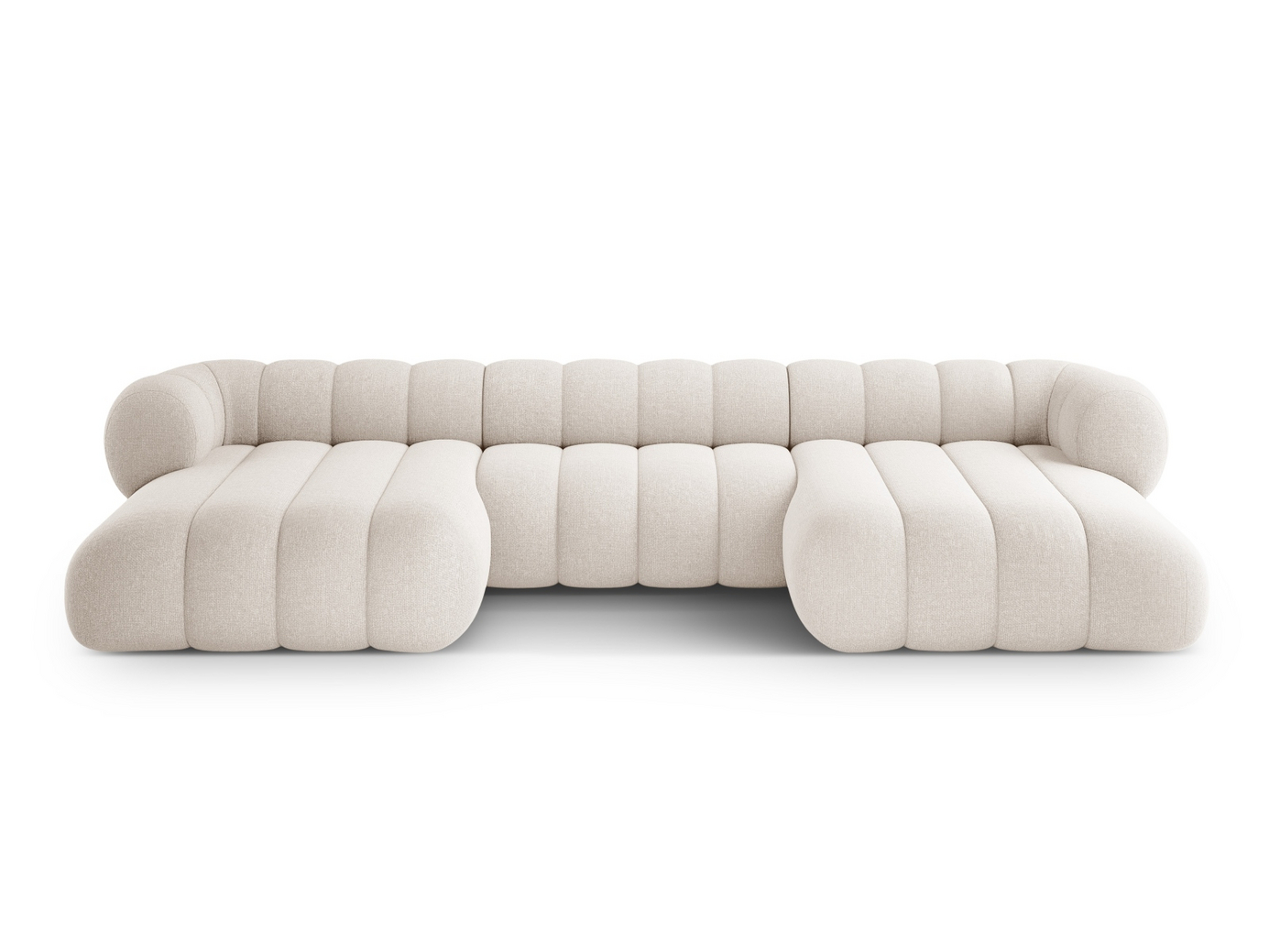 Cosmopolitan Design panoraamasohva, "Koge", 6-istuttava, 348 × 165 × 70 cm, Eden 10, mustat muovijalat
