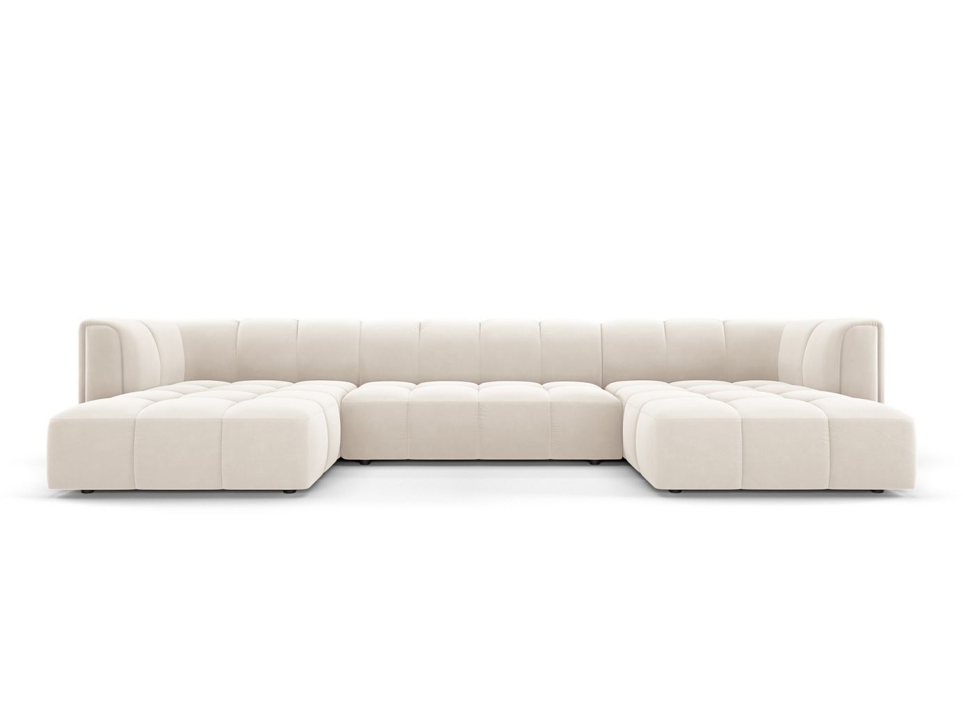 Cosmopolitan Design samettipanoraamasohva, "Moritz", 5-istuttava, 346 × 160 × 70 cm, Bluvel, mustat muovijalat