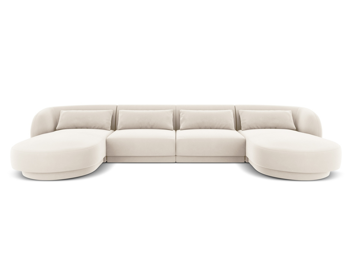 Cosmopolitan Design samettipanoraamasohva, "Tulum", 5-istuttava, 330 × 156 × 70 cm, Bluvel, mustat muovijalat