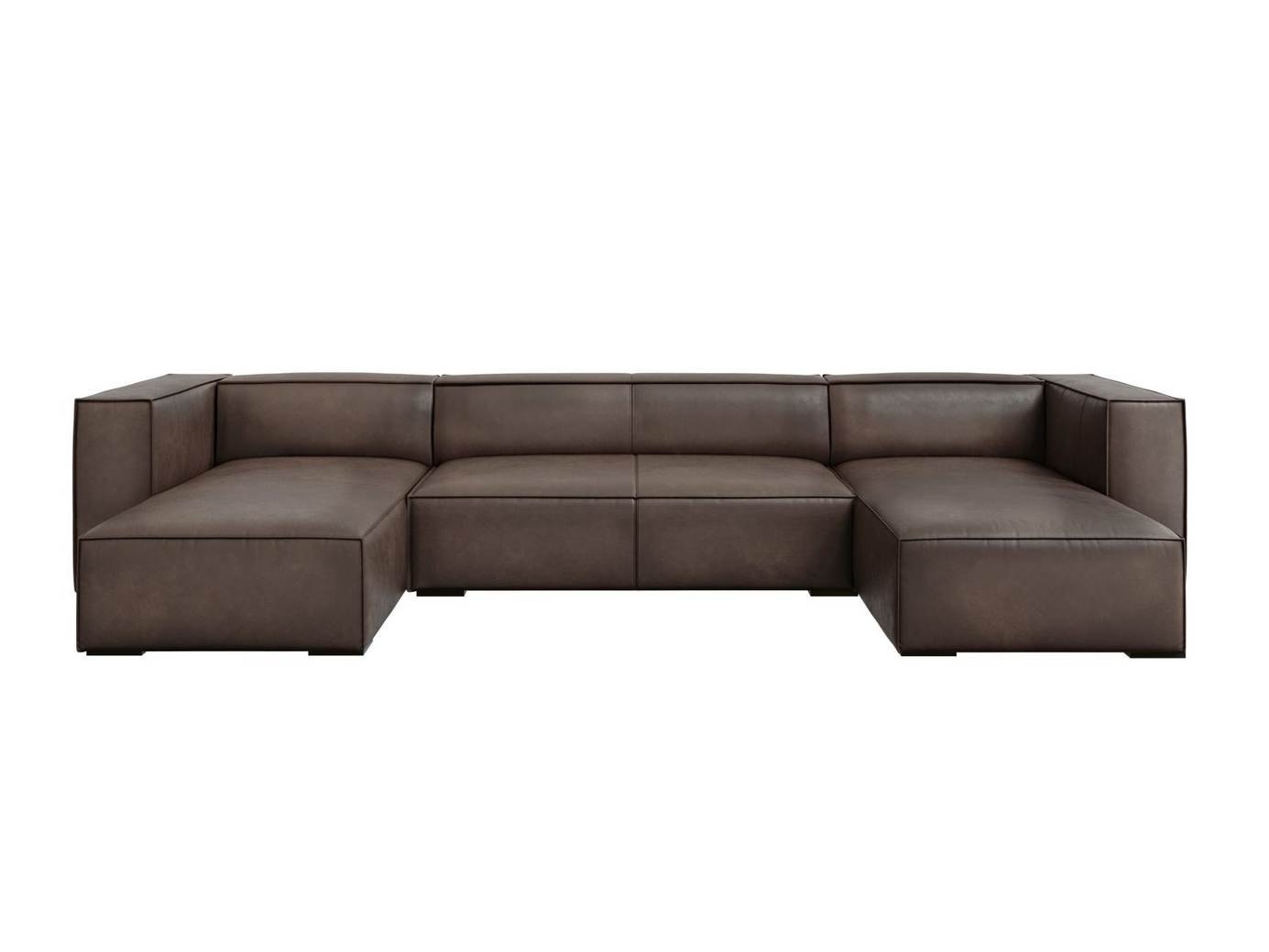 Cosmopolitan Design nahka panoraamasohva, "Turin", 6-istuttava, 375 × 173 × 68 cm, Granada, mustat pyökkijalat