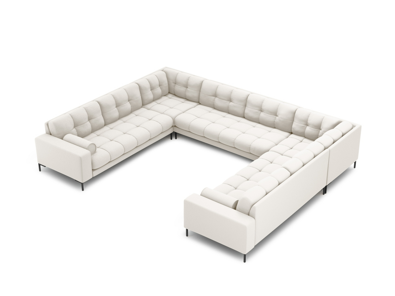 Cosmopolitan Design panoraamasohva, "Bali", 9-istuttava, 327 × 256 × 75 cm, Neve, mustat metallijalat