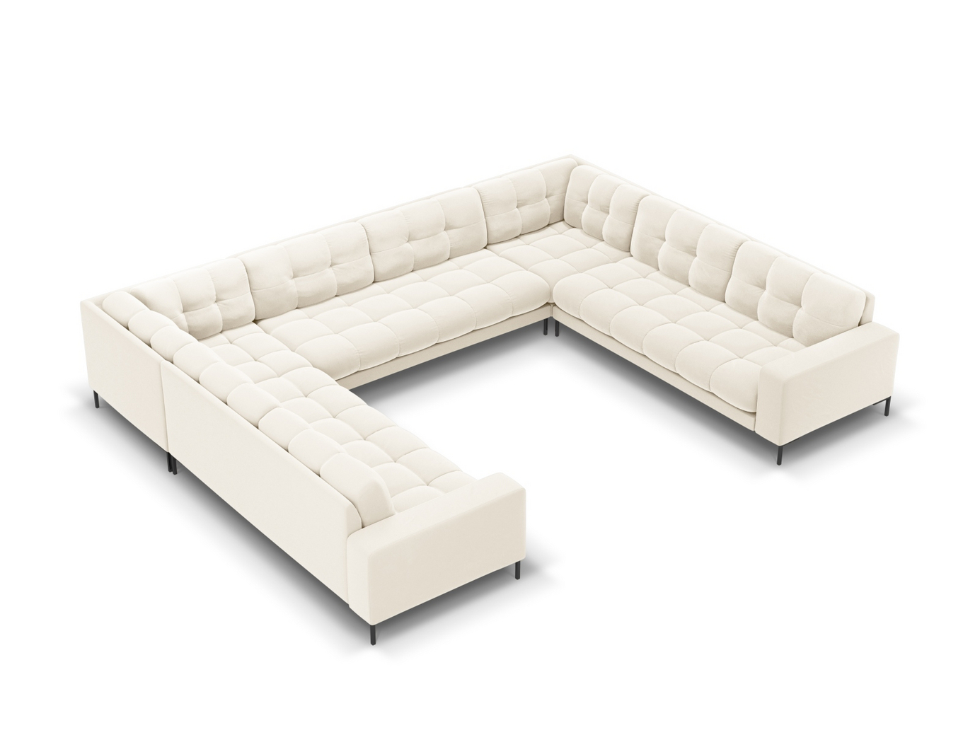 Cosmopolitan Design samettipanoraamasohva, "Bali", 9-istuttava, 327 × 256 × 75 cm, Bluvel, mustat metallijalat
