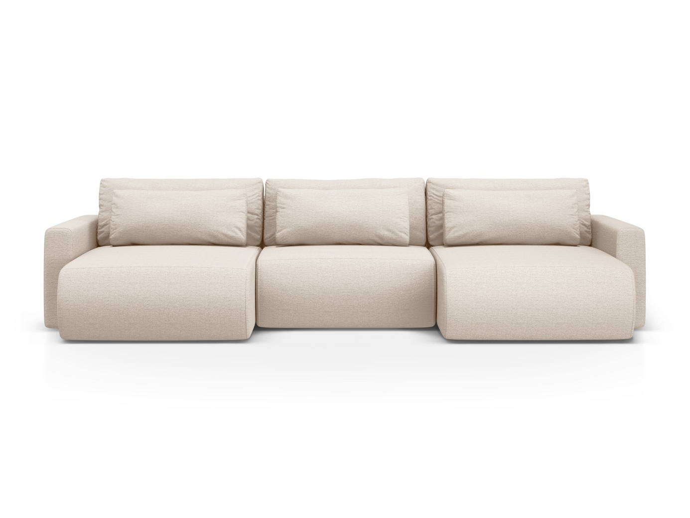 Cosmopolitan Design panoraamavuodesohva säilytystilalla, "Belfast", 4-istuttava, 340 × 149 × 84 cm, Heritage, mustat muovijalat