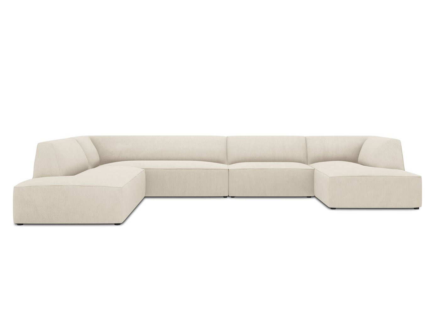 Cosmopolitan Design vasenkätinen panoraamakulmasohva, "Siena", 7-istuttava, 366 × 273 × 69 cm, Scala, mustat muovijalat
