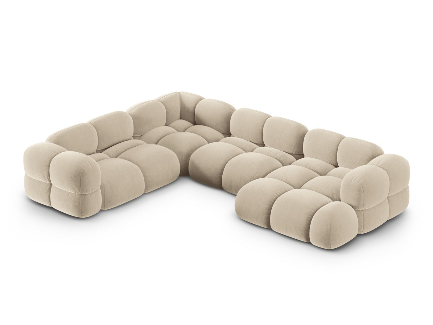 Cosmopolitan Design vasenkätinen samettipanoraamakulmasohva, "Loretto", 5-istuttava, 345 × 250 × 68 cm, Vogue, mustat muovijalat