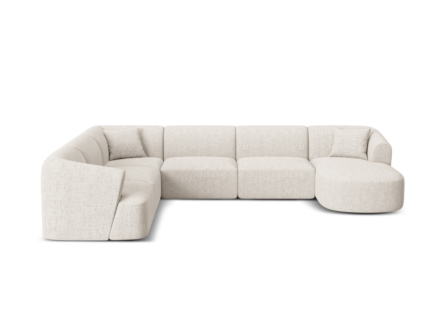 Cosmopolitan Design vasenkätinen panoraamamoduulikulmasohva, "Campi", 7-istuttava, 330 × 255 × 70 cm, Moly, mustat muovijalat