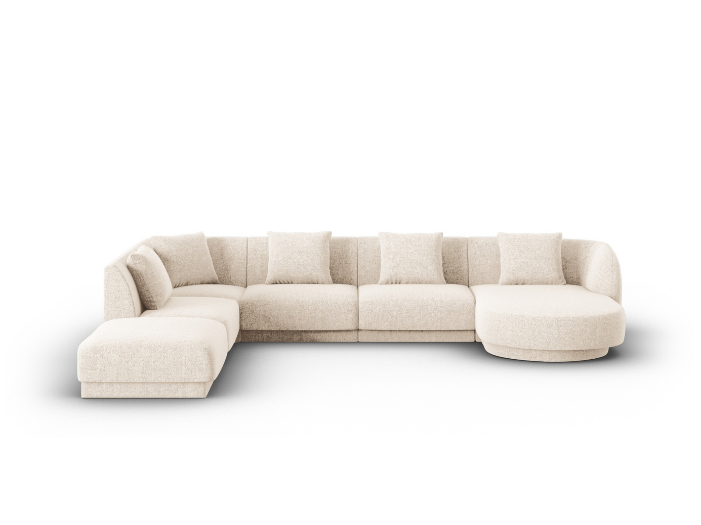 Cosmopolitan Design vasenkätinen panoraamakulmasohva, "Tulum", 6-istuttava, 330 × 255 × 70 cm, Haga, mustat muovijalat