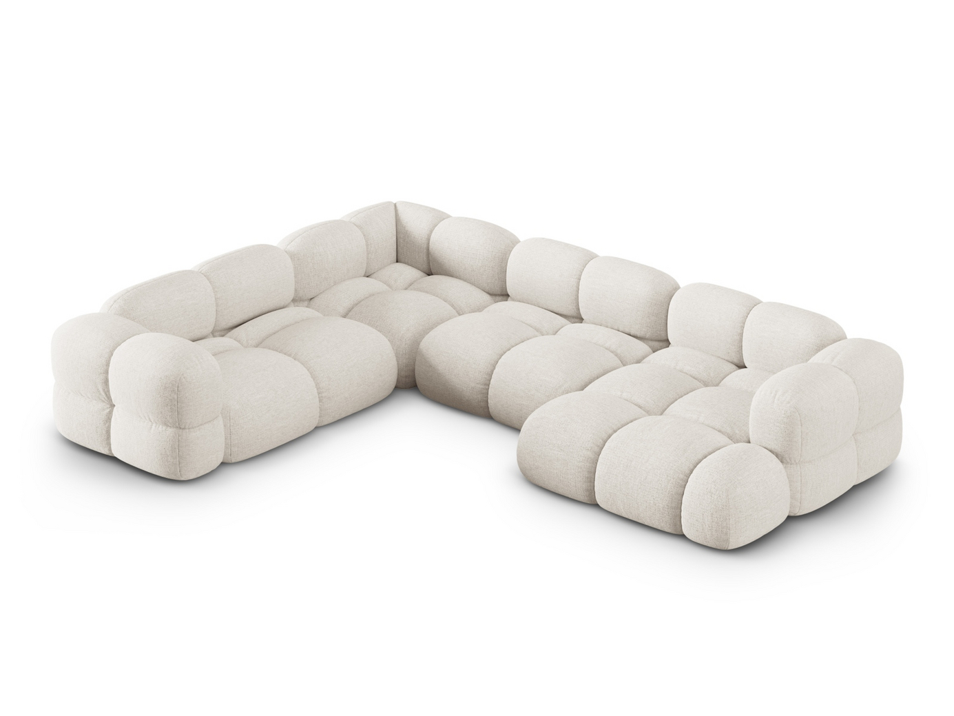Cosmopolitan Design vasenkätinen panoraamakulmasohva, "Loretto", 5-istuttava, 345 × 250 × 68 cm, Sorella, mustat muovijalat