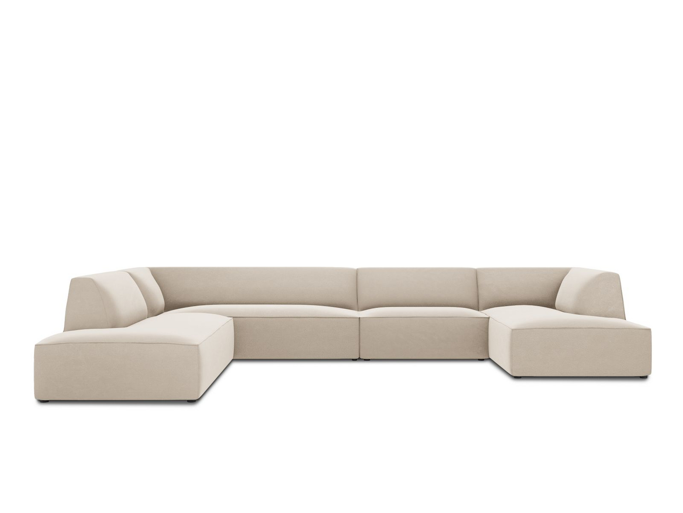 Cosmopolitan Design vasenkätinen samettipanoraamakulmasohva, "Siena", 7-istuttava, 366 × 273 × 69 cm, Salvador, mustat muovijalat, Variant UL_44
