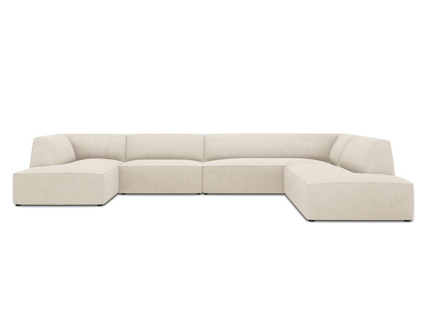 Cosmopolitan Design oikeakätinen panoraamakulmasohva, "Siena", 7-istuttava, 366 × 273 × 69 cm, Scala, mustat muovijalat