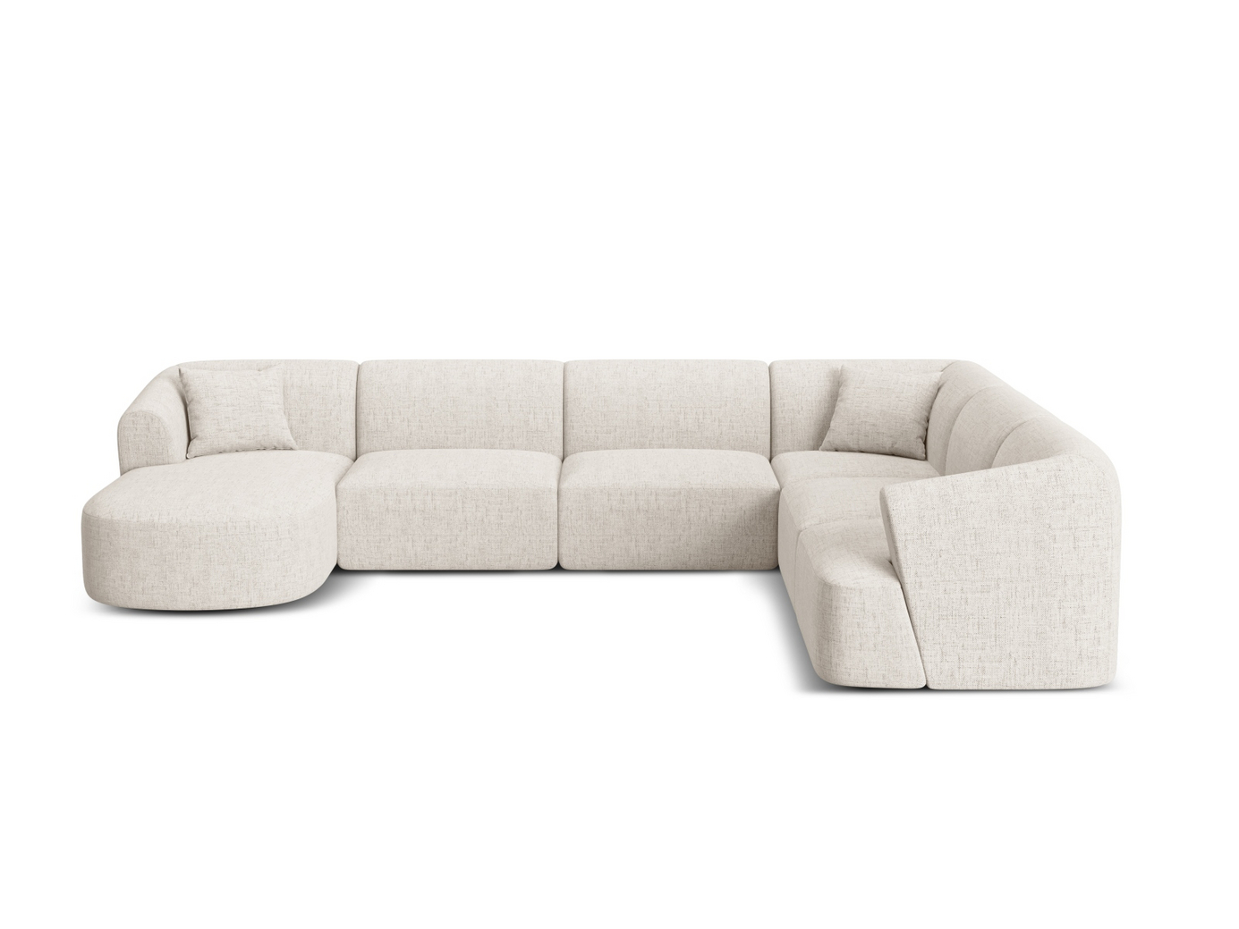Cosmopolitan Design oikeakätinen panoraamamoduulikulmasohva, "Campi", 7-istuttava, 330 × 255 × 70 cm, Moly, mustat muovijalat