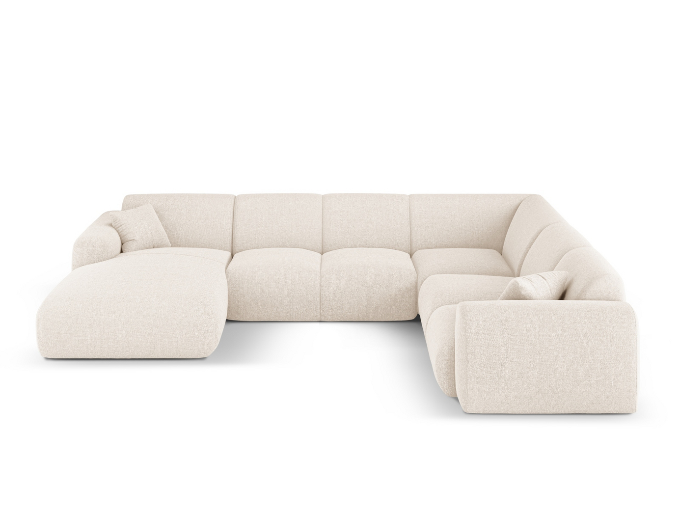 Cosmopolitan Design oikeakätinen panoraamakulmasohva, "Nolio", 6-istuttava, 342 × 252 × 72 cm, Haga, mustat muovijalat