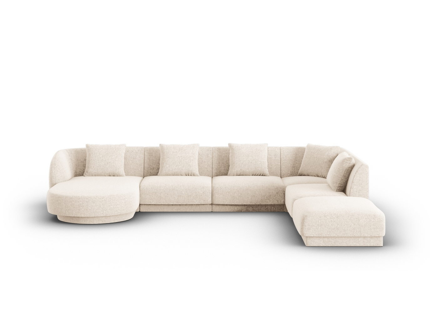 Cosmopolitan Design oikeakätinen panoraamakulmasohva, "Tulum", 6-istuttava, 330 × 255 × 70 cm, Haga, mustat muovijalat