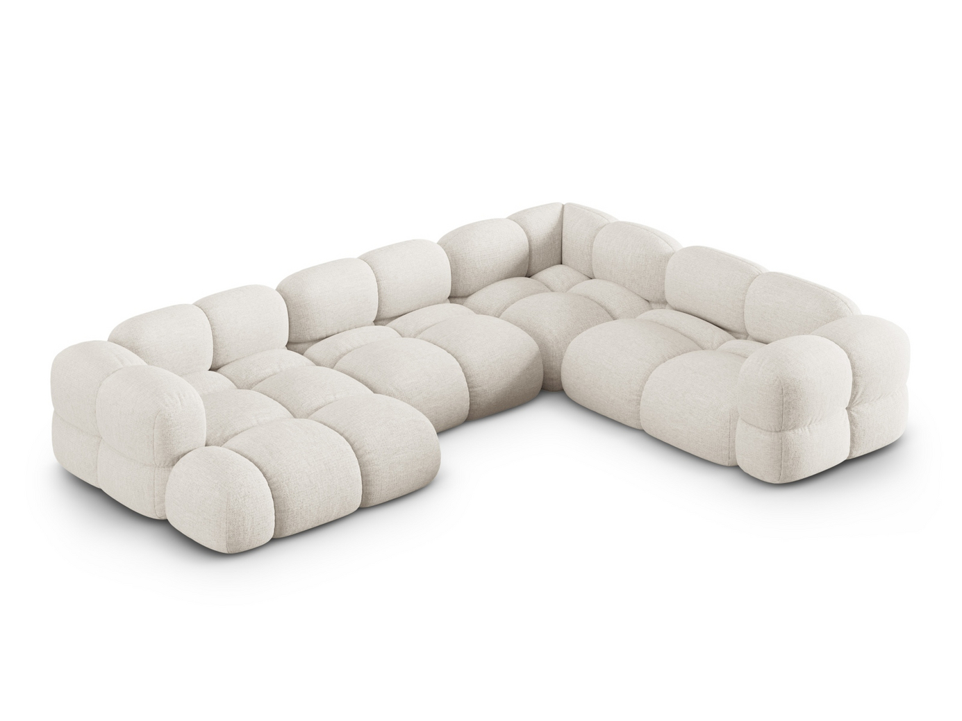 Cosmopolitan Design oikeakätinen panoraamakulmasohva, "Loretto", 5-istuttava, 345 × 250 × 68 cm, Sorella, mustat muovijalat