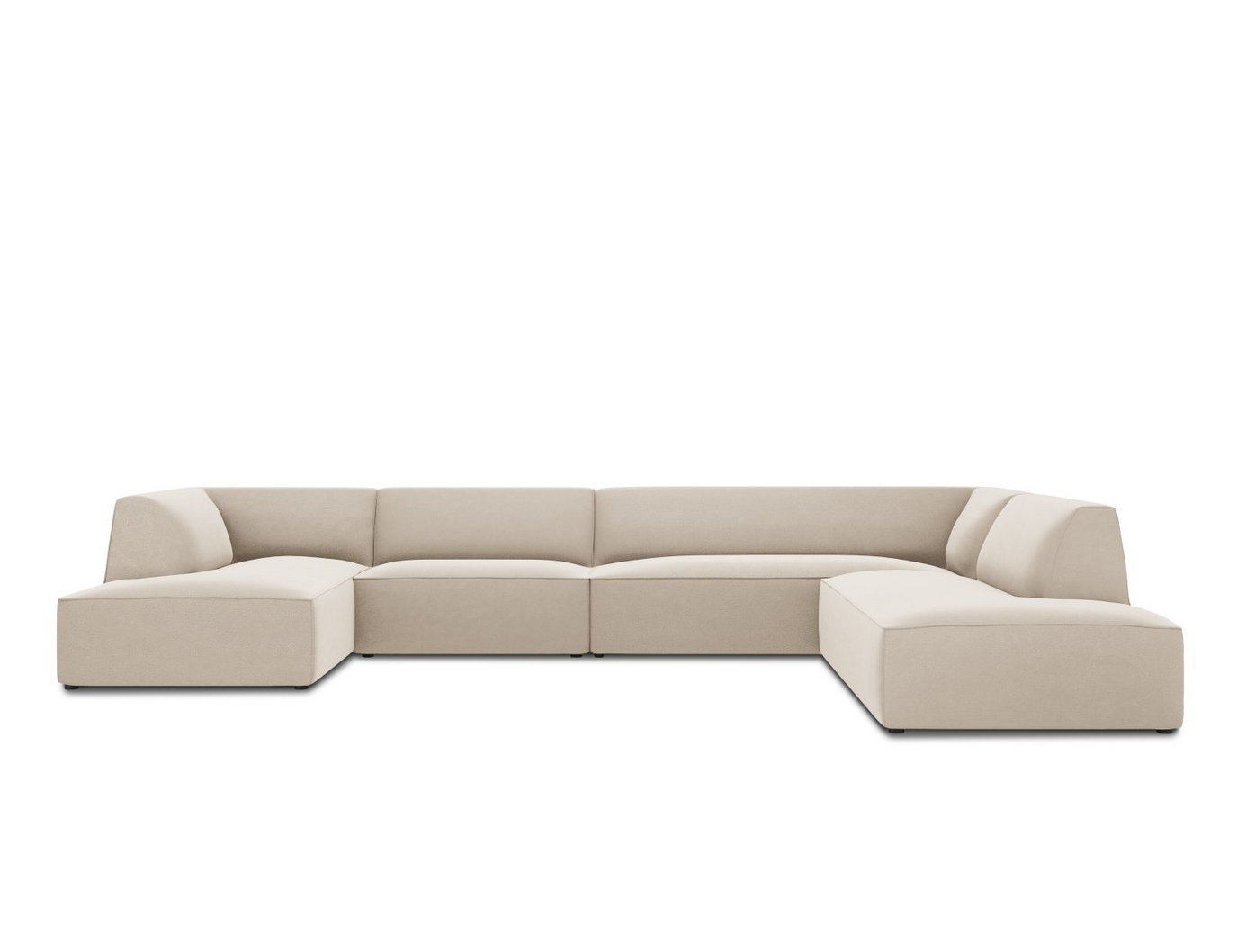 Cosmopolitan Design oikeakätinen samettipanoraamakulmasohva, "Siena", 7-istuttava, 366 × 273 × 69 cm, Salvador, mustat muovijalat, Variant UR_44
