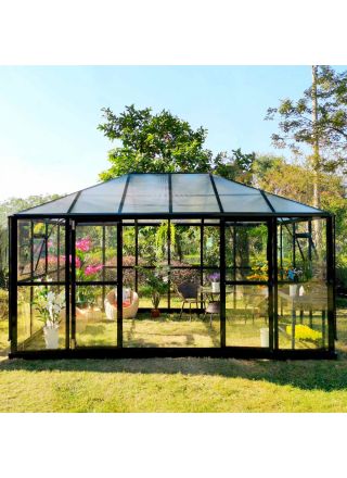 Metalcraft Kasvihuone Gazebo Premium, 12,9m², 4mm turvalasi, musta