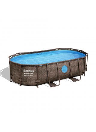 Bestway Uima-allassetti Power Steel Swim Vista, 427x250x100cm, ovaali, ikkunalla