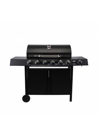 DOSE Kaasugrilli BARBEQUE, 6+1 poltinta, musta 141x110x48cm
