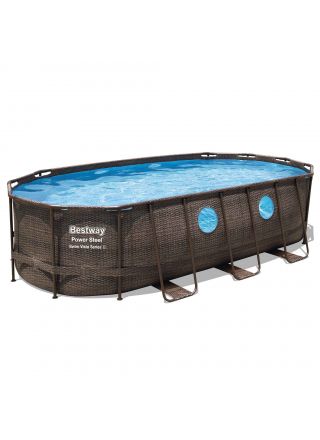 Bestway Uima-allassetti Power Steel Swim Vista, 549x274x122cm, ovaali, ikkunalla
