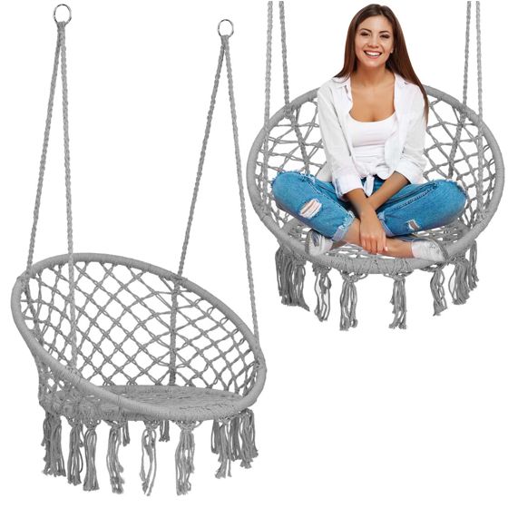 BOHO harmaa riippuva puutarhakeinu