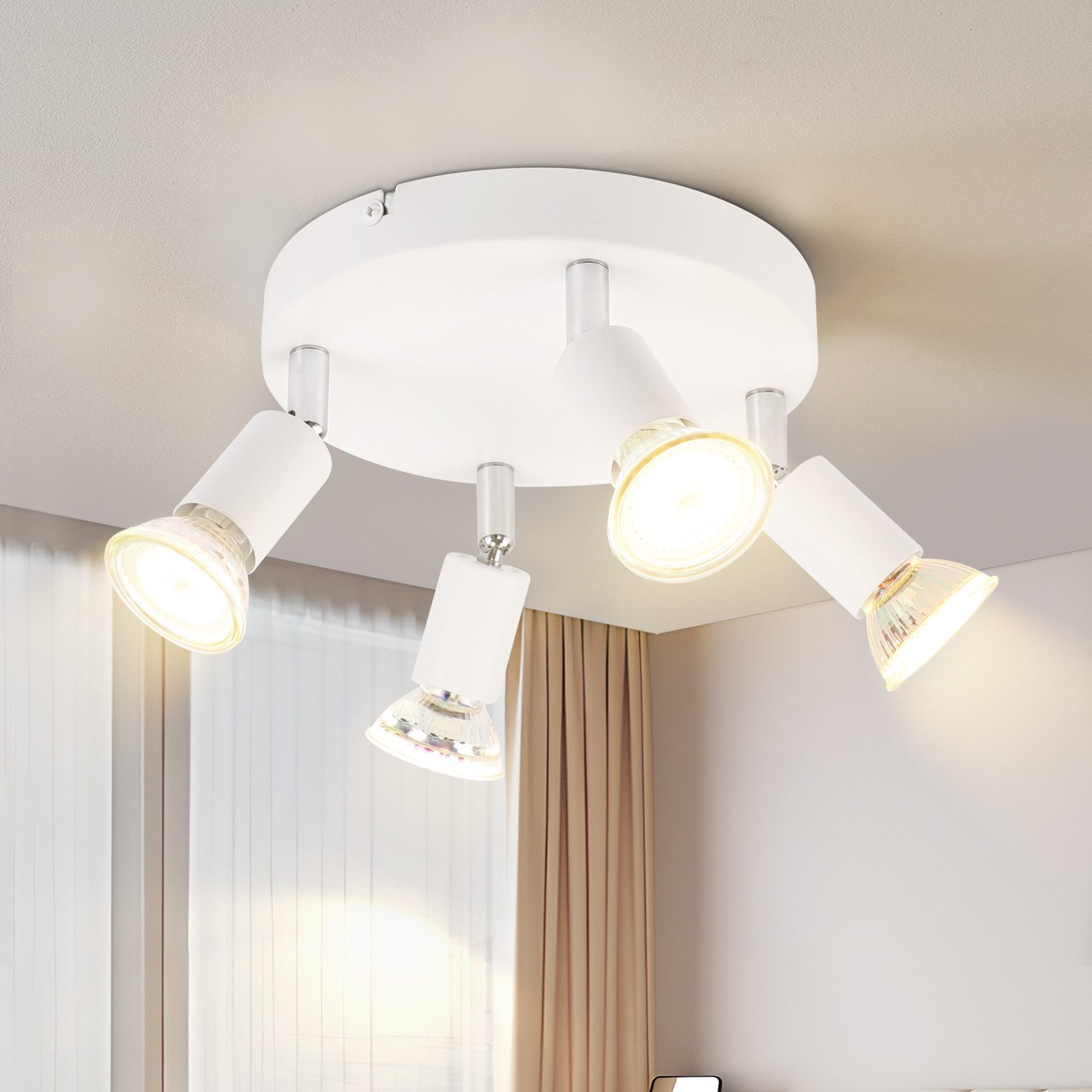 NETTLIFE valkoinen LED - kattospottivalaisin - moderni metallinen 4- liekkinen GU10 säädettävä kattovalaisin