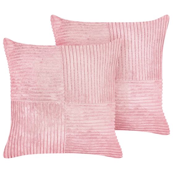 Koristetyynysetti 2 kpl MILLET vakosametti 43 x 43 cm Vaaleanpunainen Geometrinen kuvio