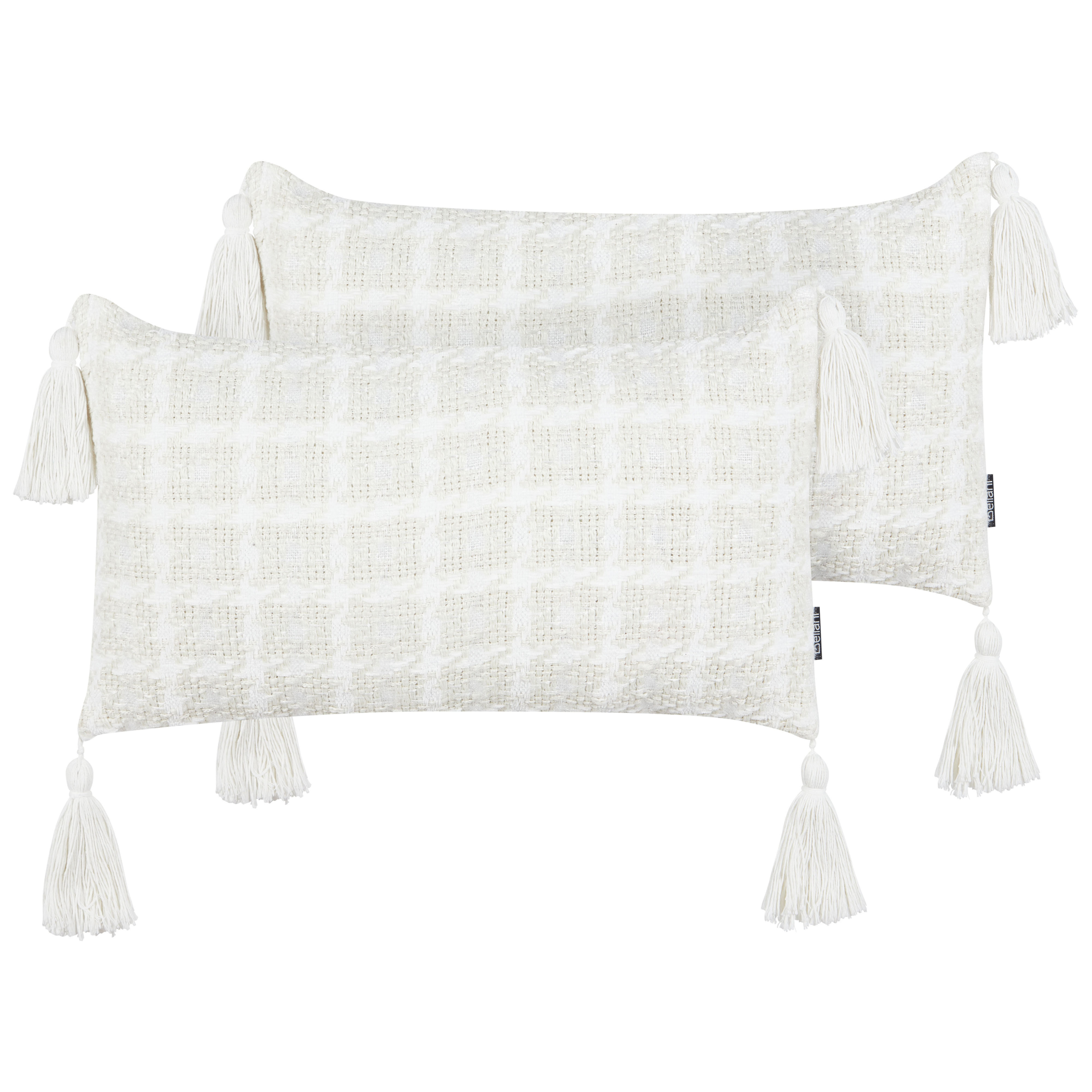 Koristetyynysetti 2 kpl DOURIS 30 x 60 cm Vaaleanbeige Ruutukuvio