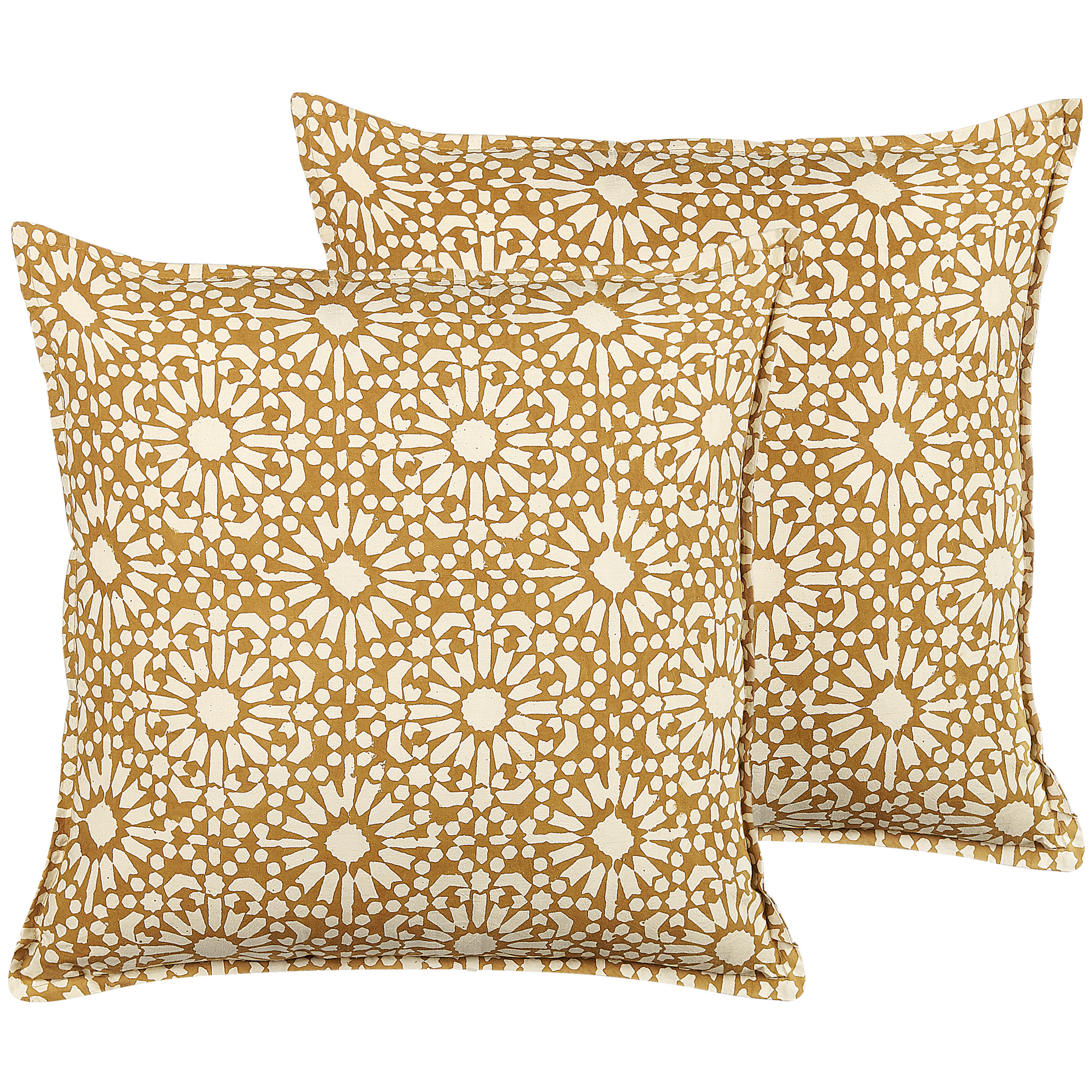 Koristetyynysetti 2 kpl CEIBA puuvilla 45 x 45 cm Beige Geometrinen kuvio