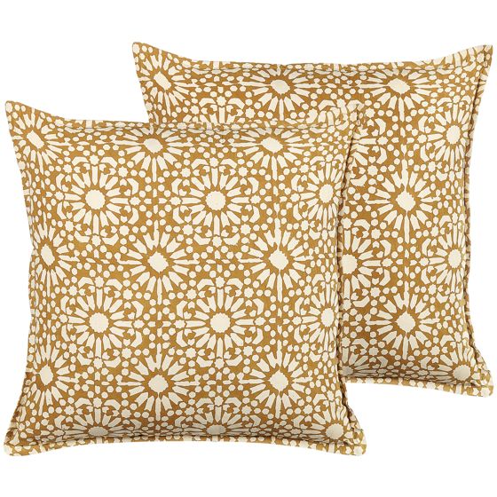 Koristetyynysetti 2 kpl CEIBA puuvilla 45 x 45 cm Beige Geometrinen kuvio