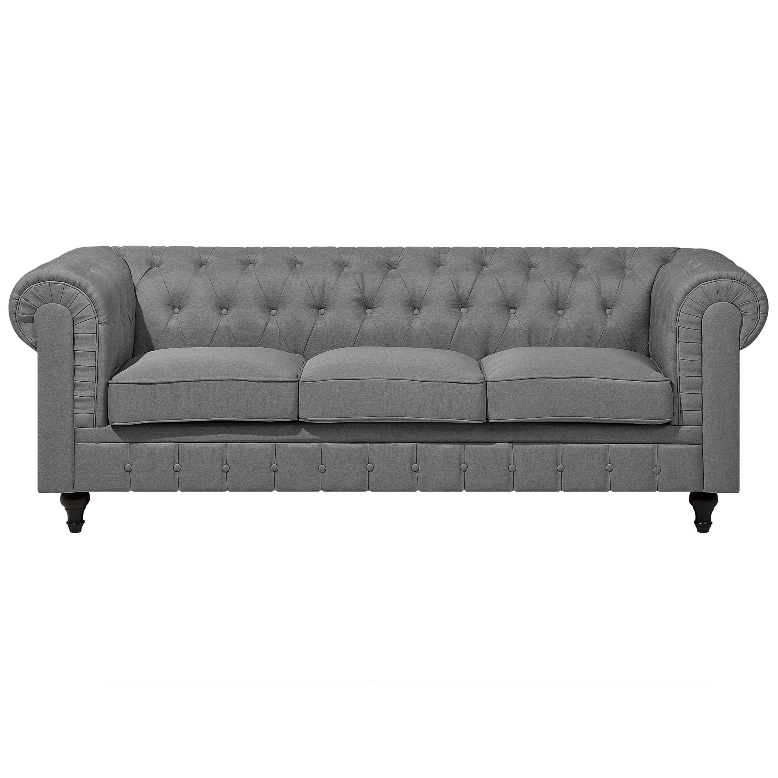 Sohva 3-istuttava CHESTERFIELD Kangas Vaaleanharmaa