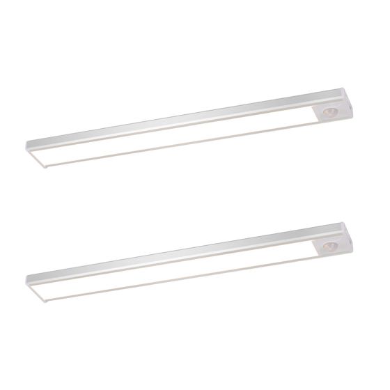 NETTLIFE 2 x LED-kaapinalusvalaisin liiketunnistimella, USB-ladattava, 1500 mAh, ihanteellinen vaatekaappiin, eteiseen tai komeroon