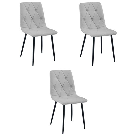 LIBRA-tuoli, vaaleanharmaa kangas, mustat jalat (3 kpl)