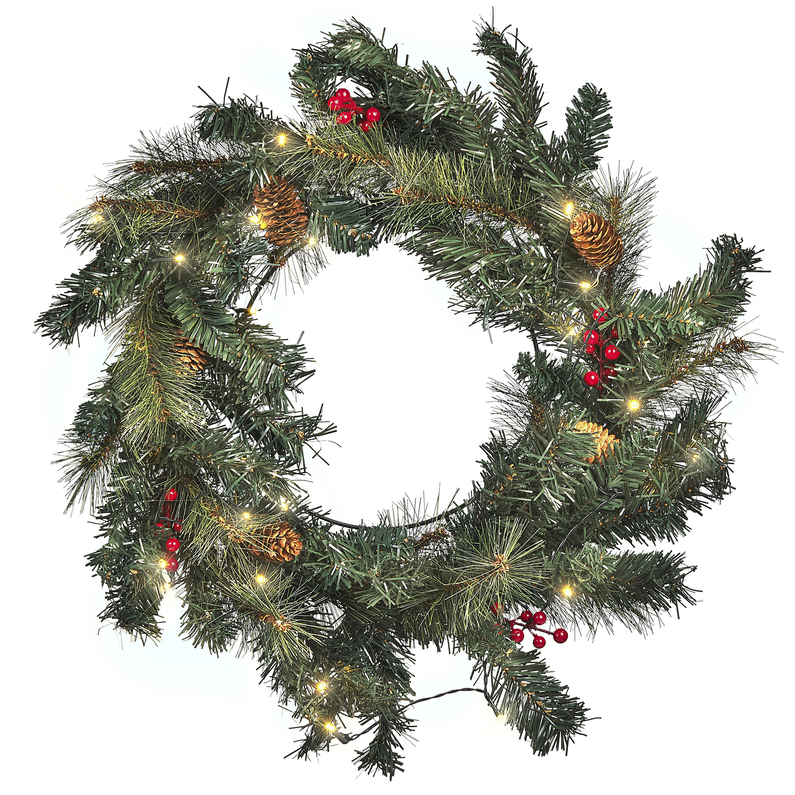 Joulukranssi LED-valo TENALA Vihreä 60 cm