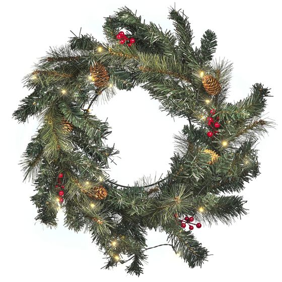 Joulukranssi LED-valo TENALA Vihreä 60 cm