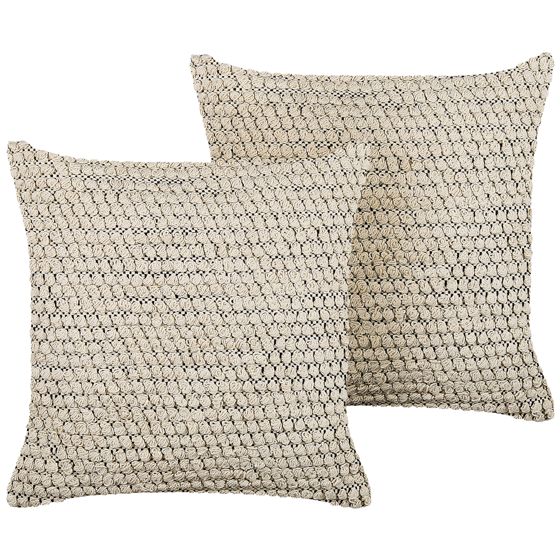 Koristetyynysetti 2 kpl HOWEA puuvilla 45 x 45 cm Beige Geometrinen kuvio