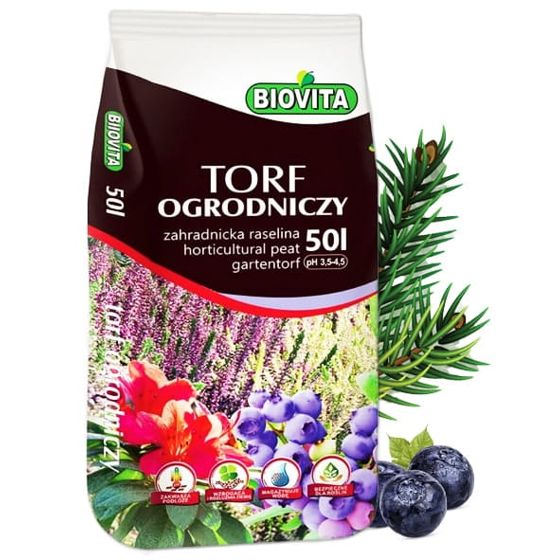 Hapan turve mustikoihin, puutarhanhoitoon, 50L