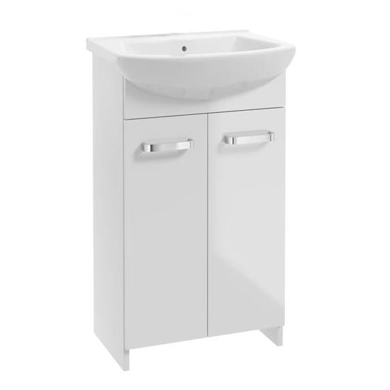 Kylpyhuonekaappi pesualtaalla, 85x50 cm, valkoinen, jaloilla, Mila