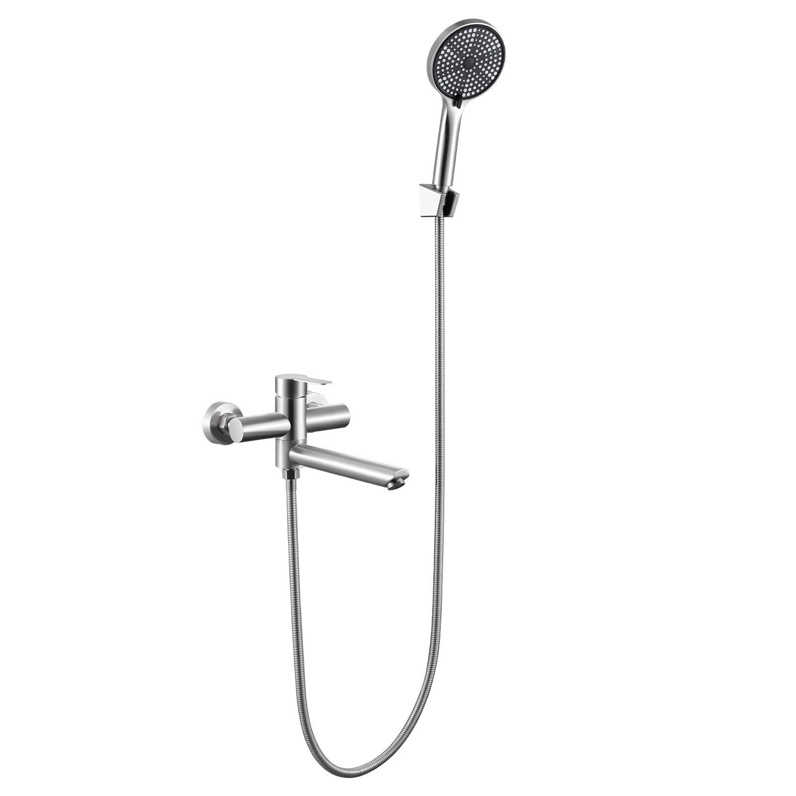 NETTLIFE Suihkusuuttimen ja hanan yhdistelmä ammeelle, musta/nikkeli – Klassinen ammeen hanakombinaatio