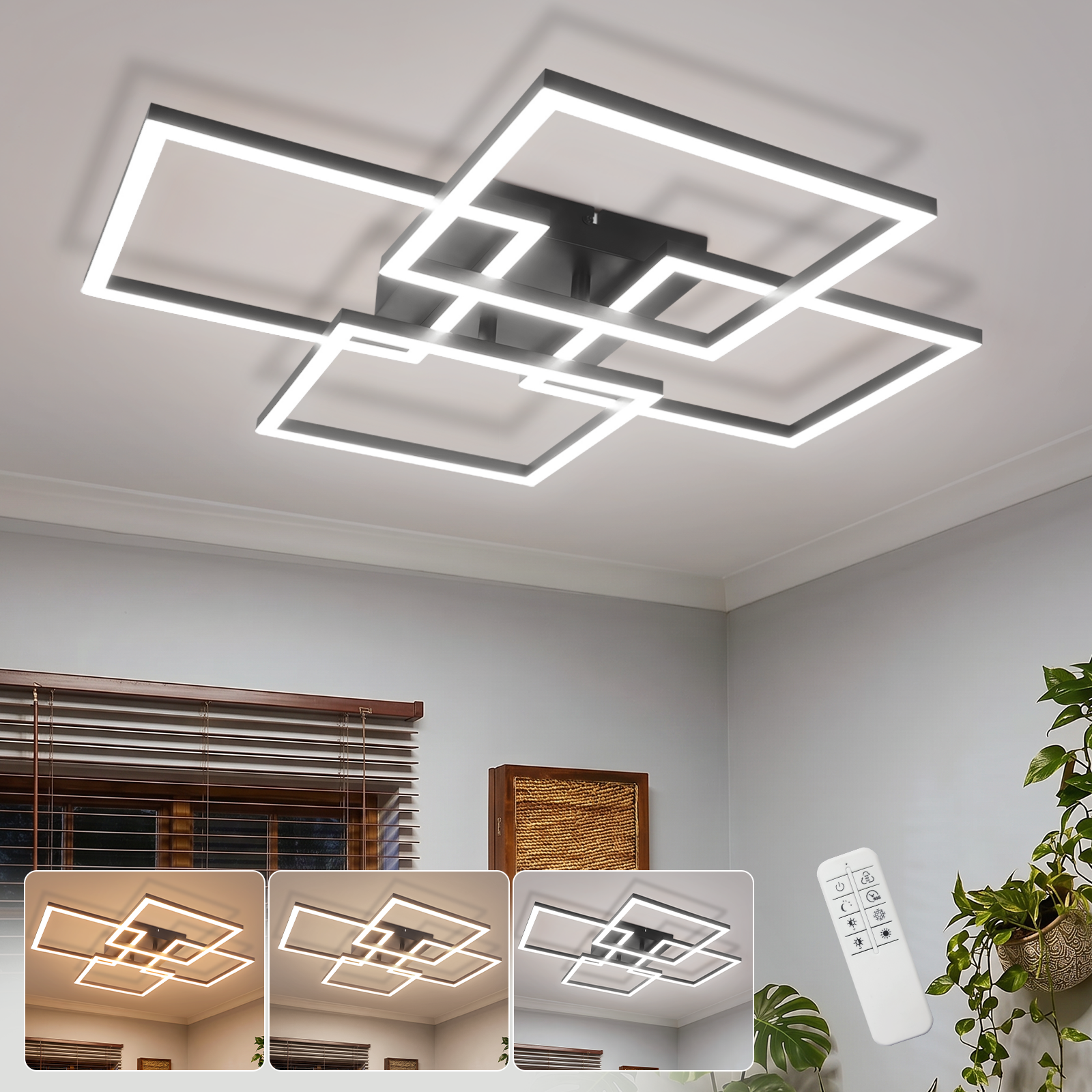 ZMH LED-kattovalaisin 43 W 58 cm - moderni himmennettävä kattovalaisin makuuhuoneeseen ja toimistoon