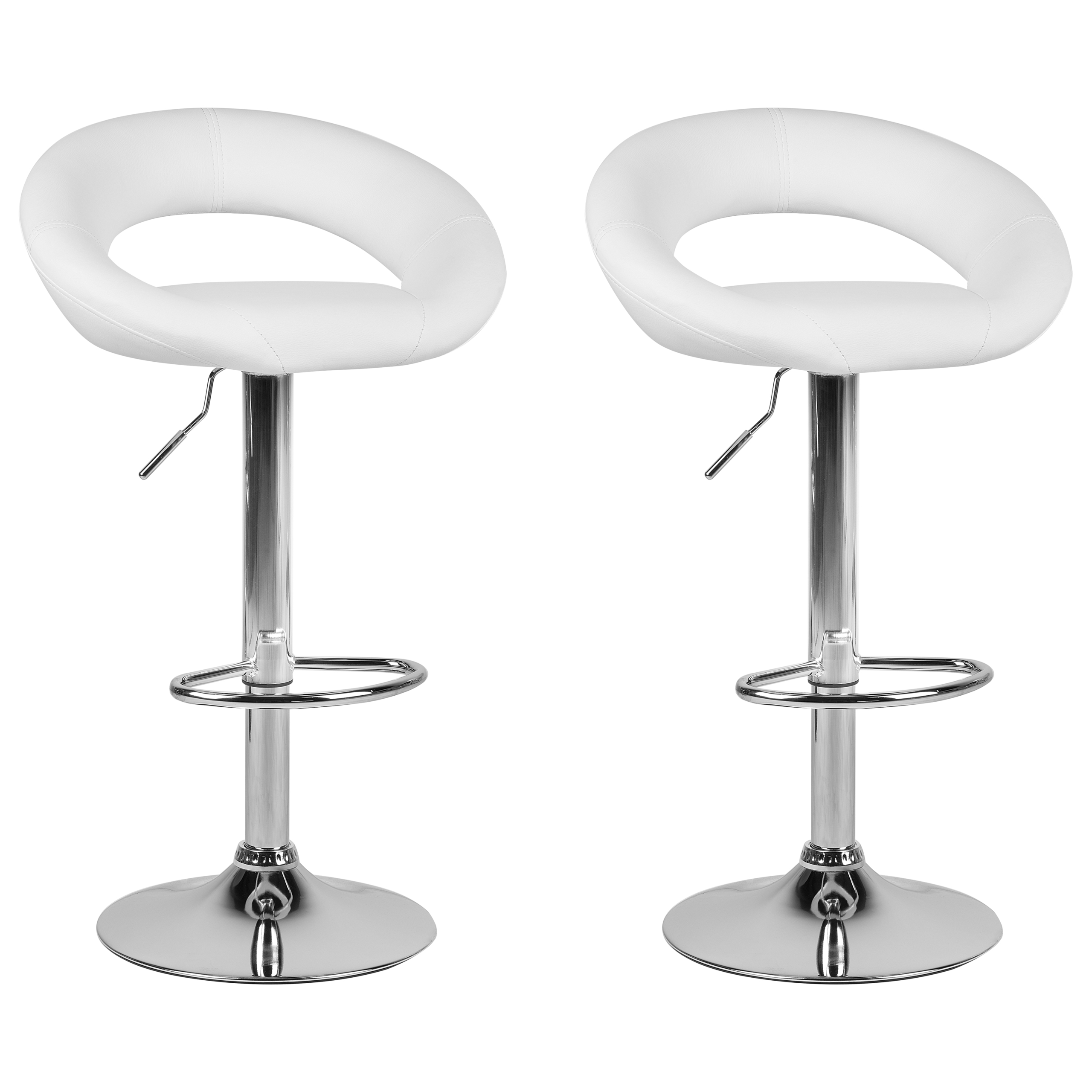 Baarituolisetti 2 kpl PEORIA keinonahka pyörivä Valkoinen