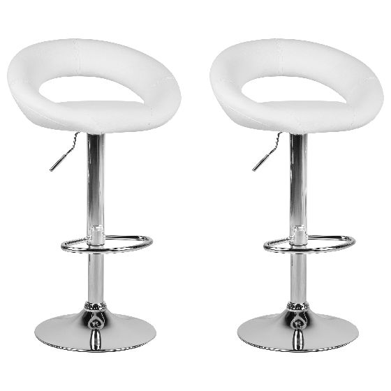 Baarituolisetti 2 kpl PEORIA keinonahka pyörivä Valkoinen