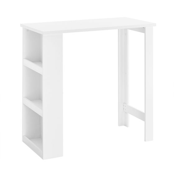 SoBuy Pitkä keittiöpöytä moderni baaripöytä säilytyshyllyillä valkoinen 112x57x106 cm FWT17-II-W