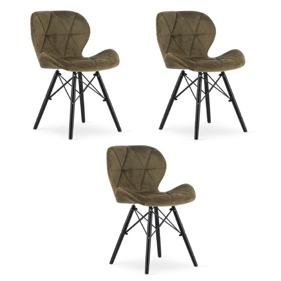 LAGO samettituoli, ruskea, mustat jalat (3 kpl)